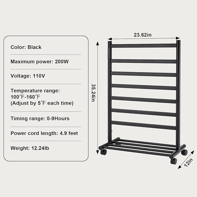 GROWNEER Upgraded Heated Towel Rack, 7 Bars Towel Warmer Rack, Wall Mounted & - Image 8