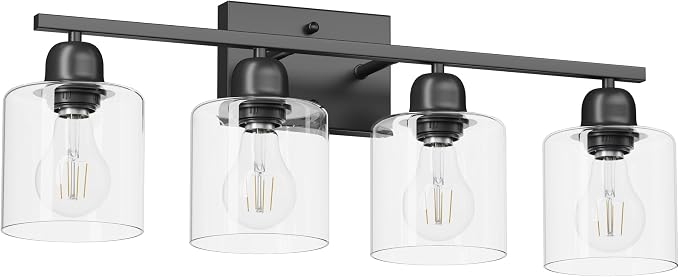 Modern 4 Light Bathroom Light Fixtures, 24 inch Black Vanity Lights - Image 9
