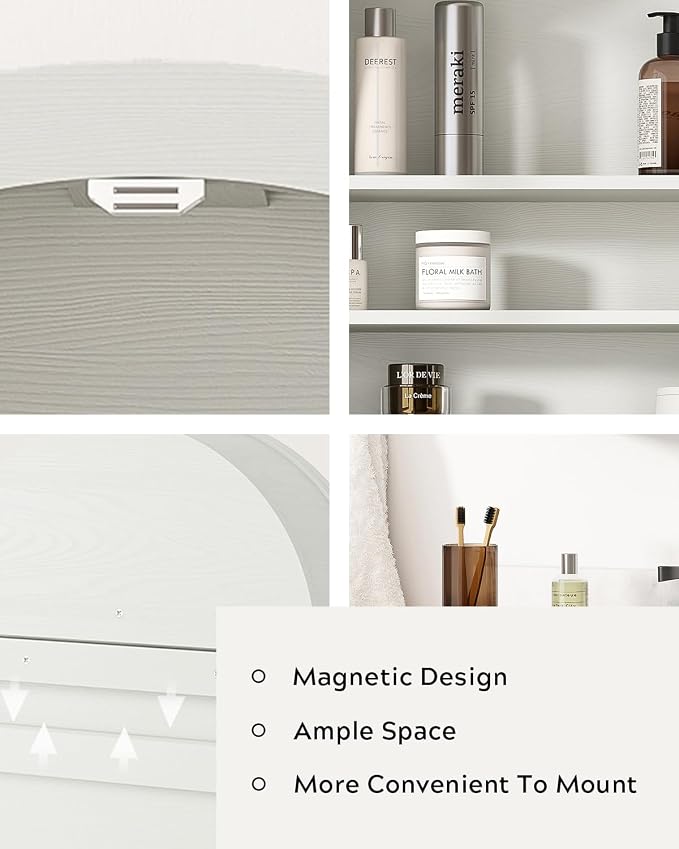 Arched Wall Cabinet with Acrylic Door, Large Wooden Wall Mounted Bathroom - Image 4