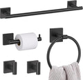 5 Pieces Bathroom Hardware Set Matte Black Towel Bar Set Includes 23.6” Towel by LairuierBathroomHardwareSet