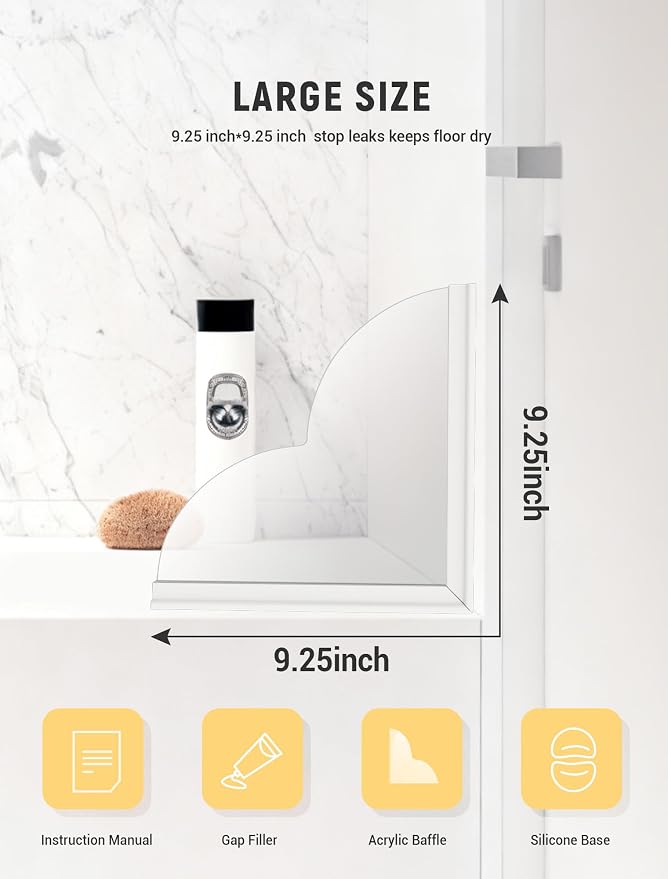 2 Pack Large Shower Splash Guard Kit, Upgrade 9.25 x 9.25 Bathtub Shower Water - Image 2