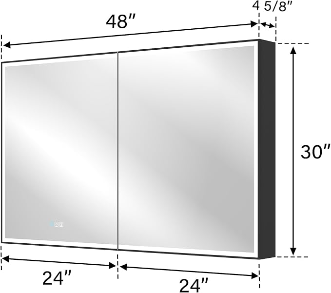 WELLFOR 48" X 30" LED Mirrored Medicine Cabinet, Medicine Cabinets - Image 2