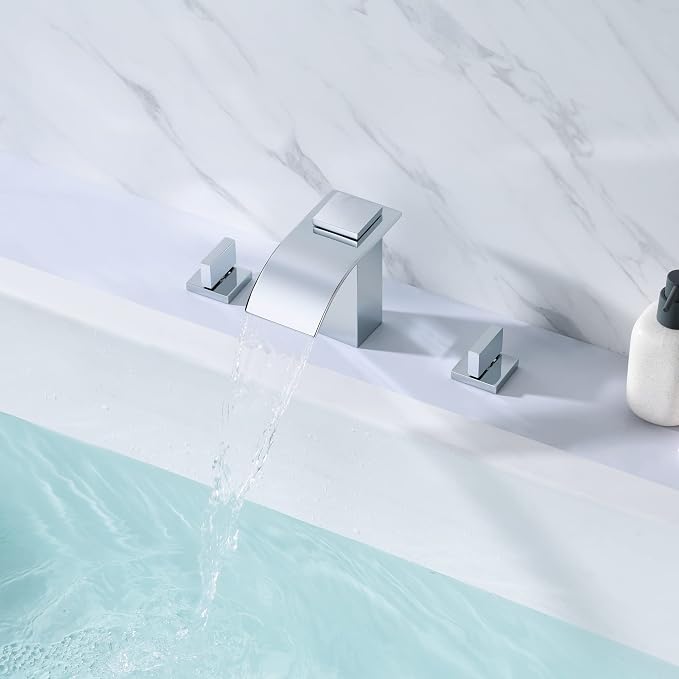 SUMERAIN 3 Hole Deck Mount Roman Tub Faucet Waterfall Bath Tub Faucet - Image 4