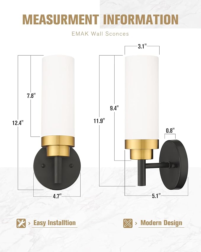 Emak Modern Wall Sconce, 2 Pack Wall Lamp - Image 4