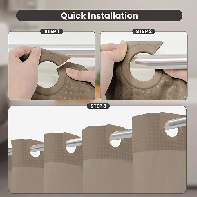 Inhousolu Extra Long No Hook Shower Curtain - Image 3