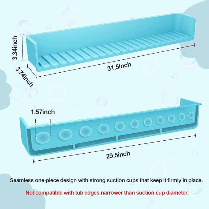 Bathtub Splash Guard for Kids – 31.5 Inch Silicone Tub Ledge Shelf - Image 4