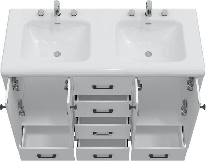 51 inch Bathroom Sink Vanity Combo, Large Freestanding Double Bath Vanity Sink - Image 8