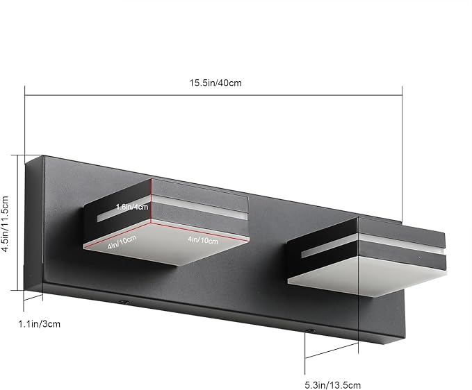 SineRise LED Modern Bathroom Vanity Light Fixtures, Matte Black Modern Acrylic - Image 3