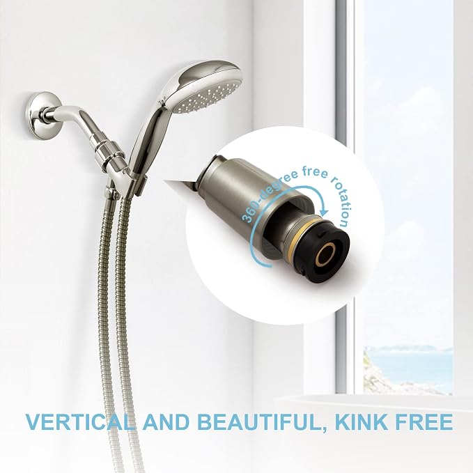 OFFO Shower Hose, Brushed Nickel 48 in Kink Free Stainless Steel Shower Hose - Image 2