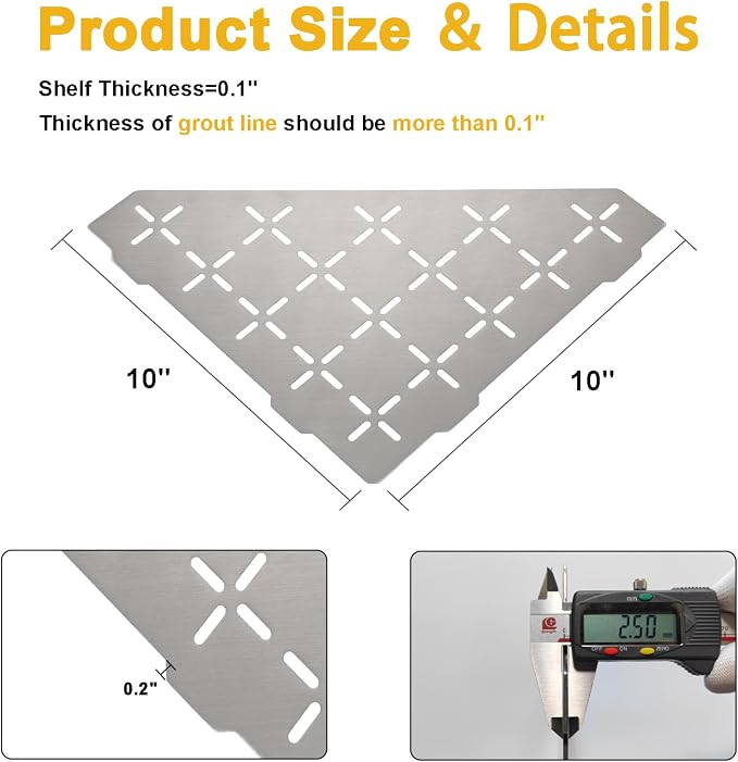 Recessed Corner Shower Shelf, Heavy Duty Shower Shelf, Grout in Bathroom Shelves - Image 2