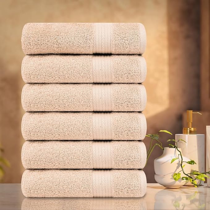Ample Decor Hand Towel 18 X 28 Inch Pack of 6 600 GSM 100% Cotton, Oeko Tex - Image 2
