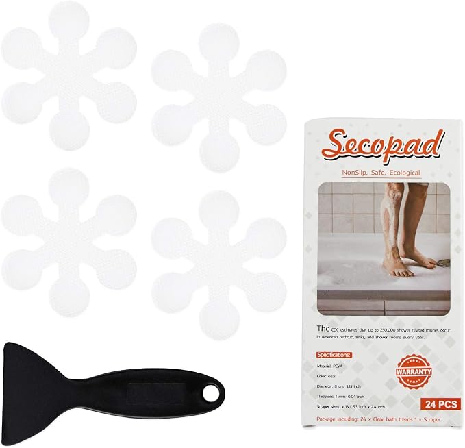 Bathtub Stickers Non-Slip, Safety Shower Treads Adhesive Appliques by Secopad