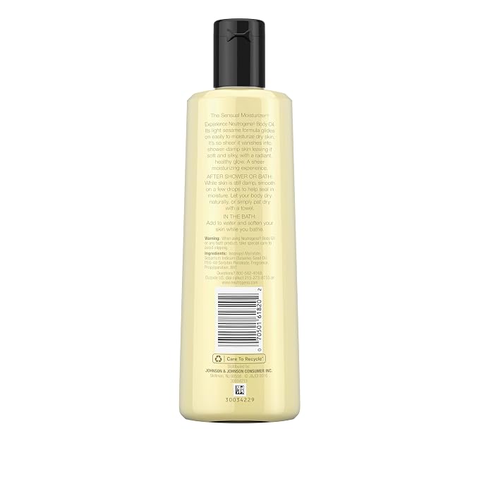 Neutrogena Body Oil Light Sesame Formula, 8.5 fl oz, Radiant Glow Moisturizer - Image 9