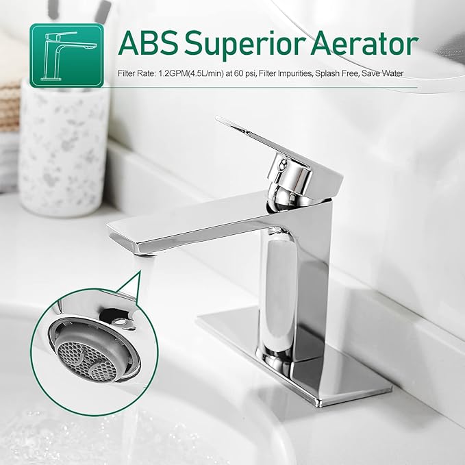 VOTON Chrome Bathroom Faucet One Hole Single Handle Bathroom Sink Faucet - Image 2