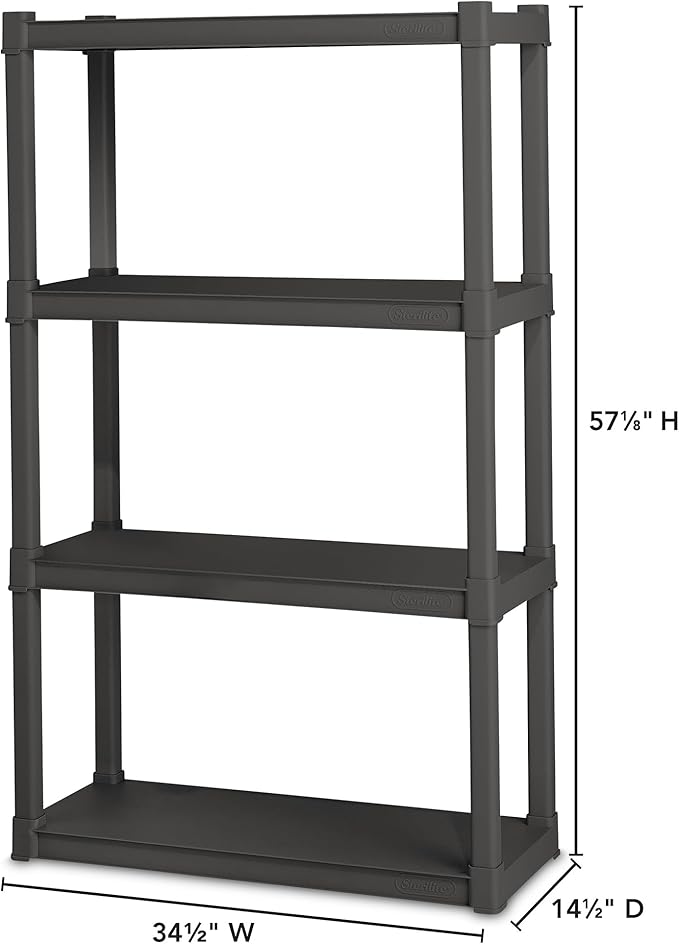 Sterilite 4-Shelf Plastic Storage Rack, Heavy Duty Shelving Unit - Image 3