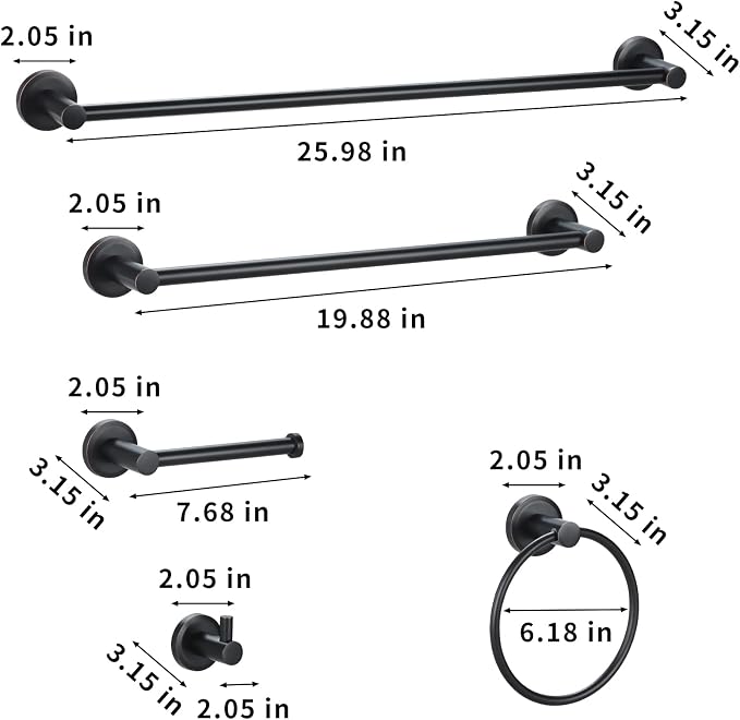 Bathroom Hardware Set Oil Rubbed Bronze Towel Bar 5 Piece - Image 7