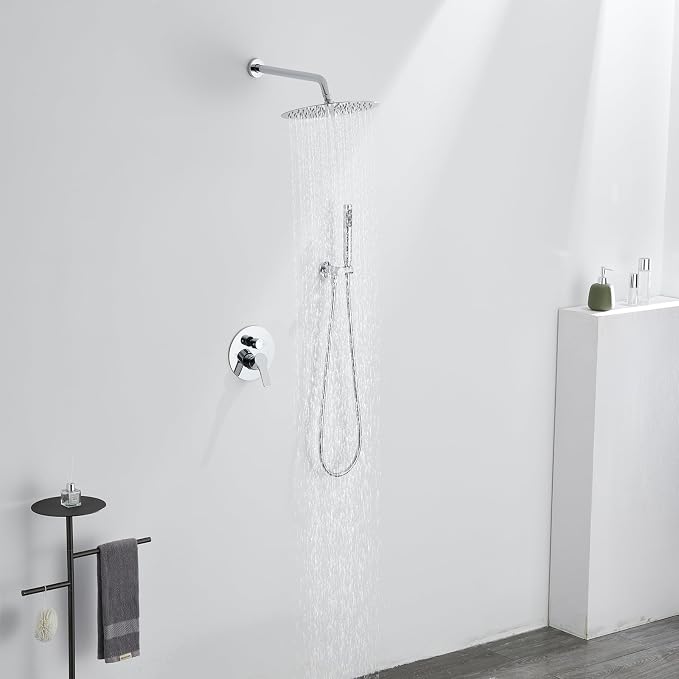 Iriber Chrome Shower System Wall Mounted Shower Faucet Mixer Set - Image 2