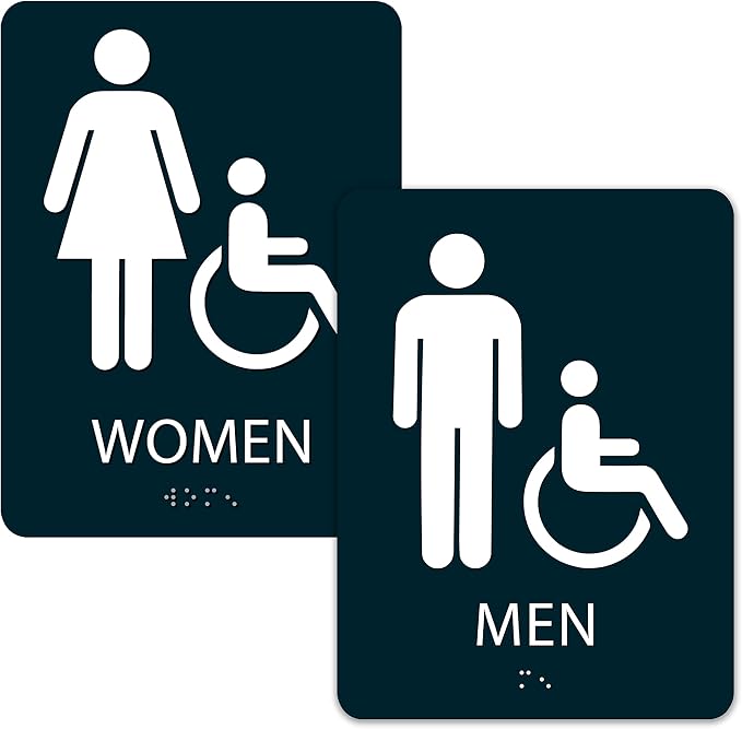 ALPHA DOG ADA SIGNS Men's Women's Restroom Sign Bundle, 8x6 inch, Business by AlphaDog