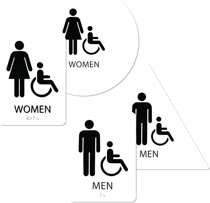 ALPHA DOG ADA SIGNS Bathroom Bundle: Men's Women's Restroom Signs, ADA by AlphaDog