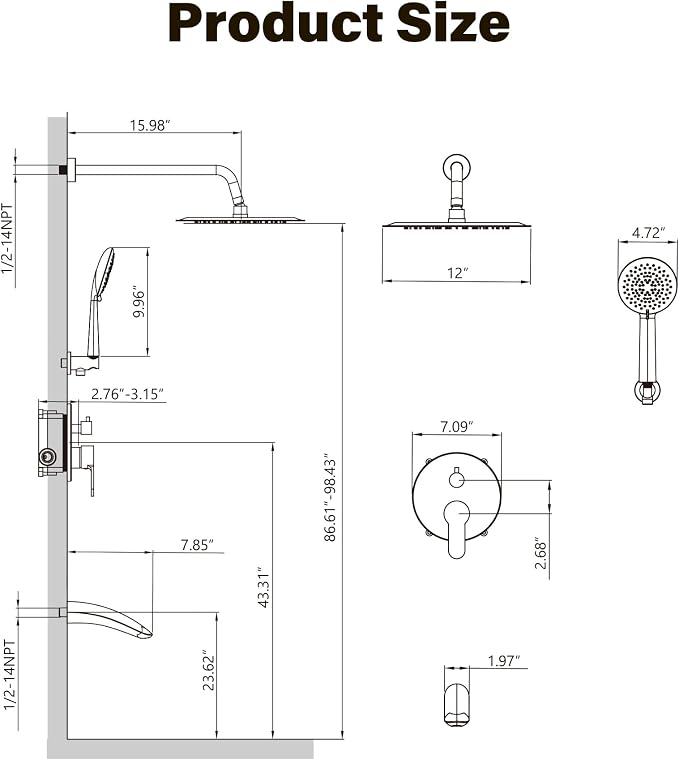 Gabrylly Black Bathtub Shower Faucet Set - Image 7
