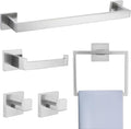 Brushed Nickel 5-Piece Bathroom Hardware Accessories Set-Towel Bar & Holder Set by TNOMS
