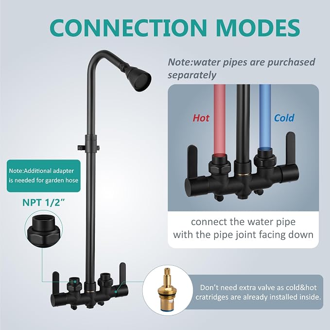 Aolemi Outdoor Shower Fixtures Outdoor Shower Kit Faucet System 3 Inch Center 2 - Image 8