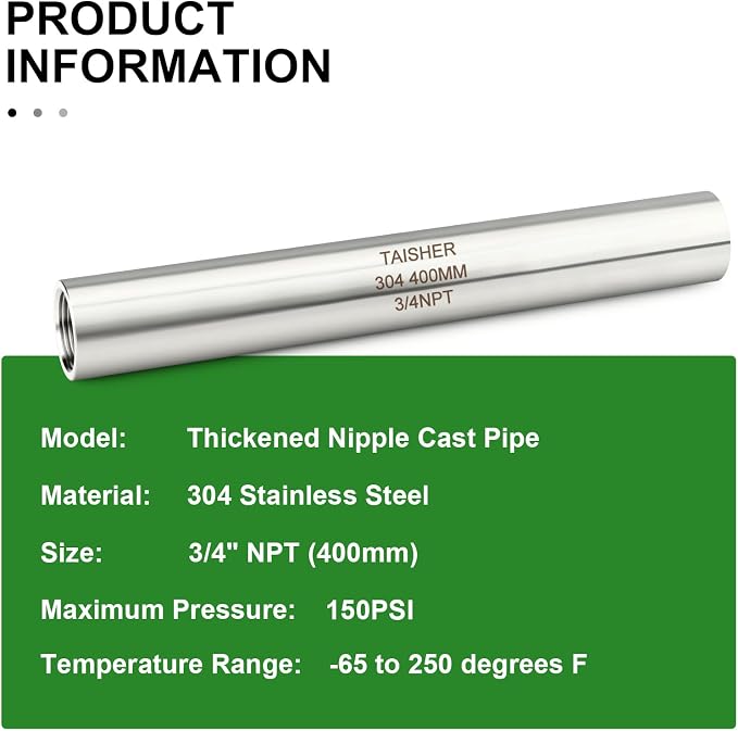 TAISHER 1PCS Stainless Steel Pipe Fittings, 3/4" NPT Female x 3/4" NPT Female - Image 5