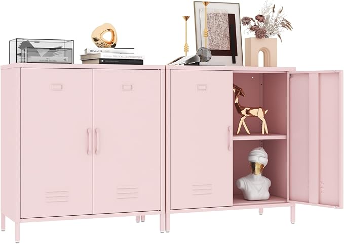 Locker Cabinet, 35.43" H Pink Metal Locker Storage Cabinet - Image 8