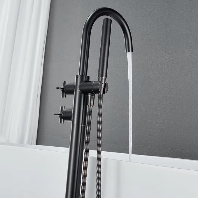 Freestanding Bathtub Faucet Tub Filler Oil Rubbed Bronze Floor Mount Brass - Image 4