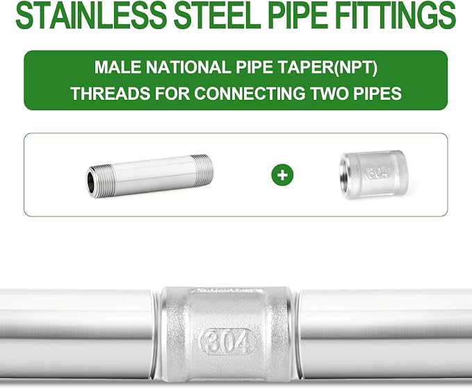 TAISHER 2PCS Stainless Steel Pipe Fittings, 3/4" NPT Male x 3/4" NPT Male - Image 6