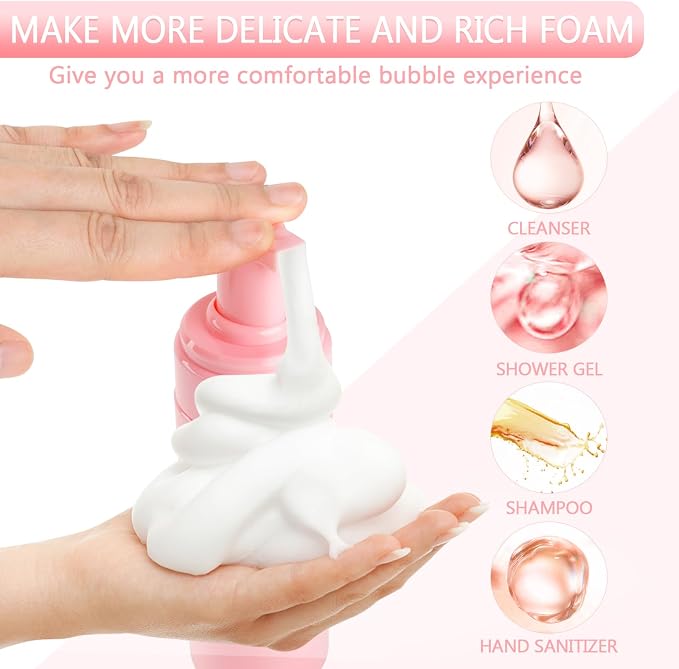 Foam Pump Bottle 6.8oz/200ml Pink Empty Foam Bottle Pump, Travel Foam Bottle - Image 4