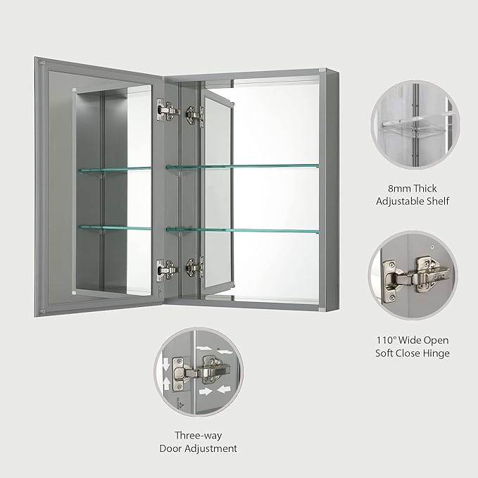 Blossom 16x20 Inch Aluminum Medicine Cabinet - Image 4