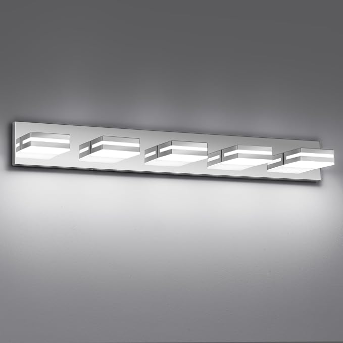 Modern LED Bathroom Lights Fixtures, Stainless Steel Chrome Acrylic Wall by JZEKVN
