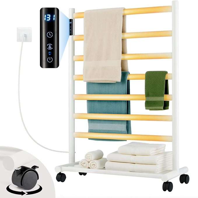 GROWNEER Upgraded Heated Towel Rack, 7 Bars Towel Warmer Rack, Wall Mounted & by GROWNEER