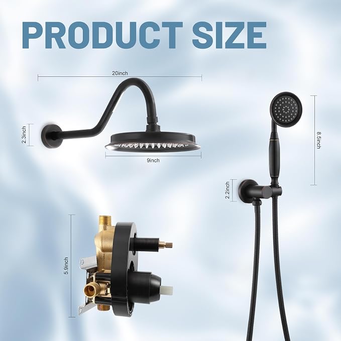 Antique Shower Head Faucet Set, Oil Rubbed Bronze Vintage Wall Mount Shower - Image 7