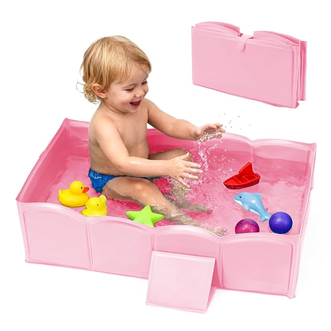 Collapsible Baby Bathtub for Shower, Reinforced Structure Infant Foldable Bath by ICECTR