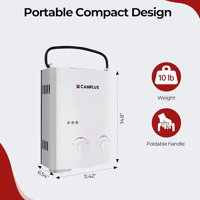 CAMPLUX Propane Tankless Water Heater Outdoor, 1.32 GPM Camping Portable Water - Image 4