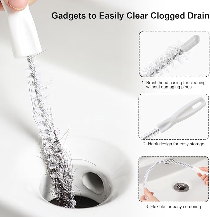 35.5inch Flexible Hair Drain Clog Remover Tool, 17.8inch Cleaning Brush - Image 5