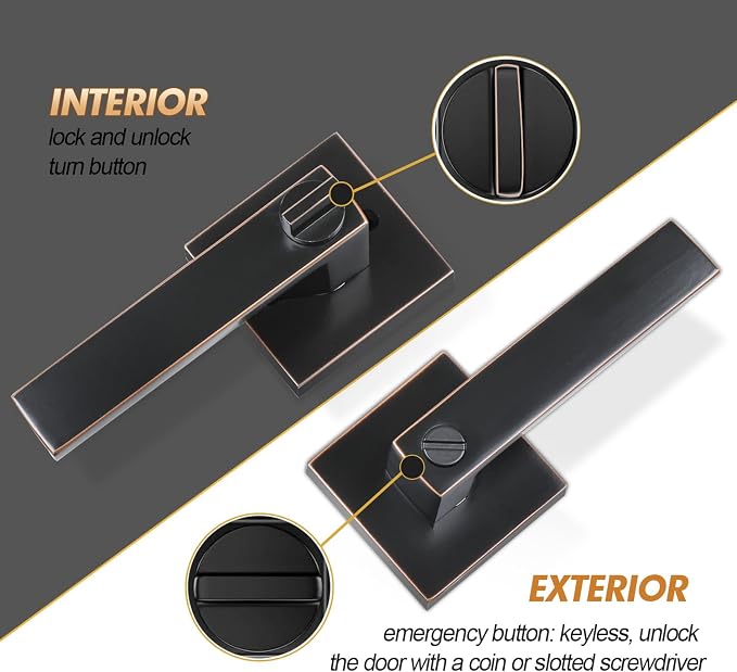 Privacy Door Levers, 6 Pack Oil Rubbed Bronze Door Handles Interior Heavy Duty - Image 5