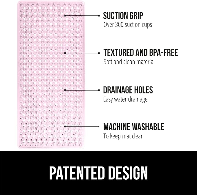 GORILLA GRIP Patented Bath Tub Shower Mat, Machine Washable Bathtub Floor Liner - Image 2