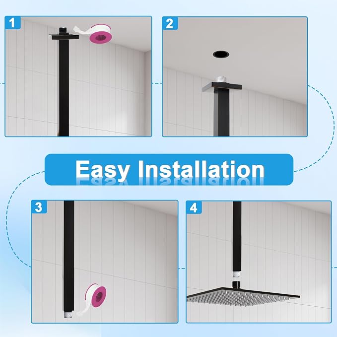Shower Arm with Flange 24 Inches Ceiling Mount Square Straight Extender - Image 4