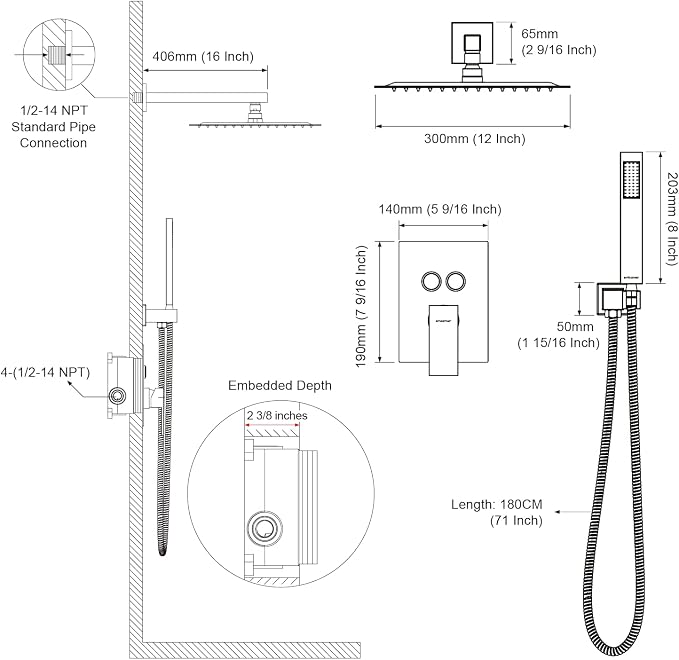Shower System Shower Faucet Set - Image 7