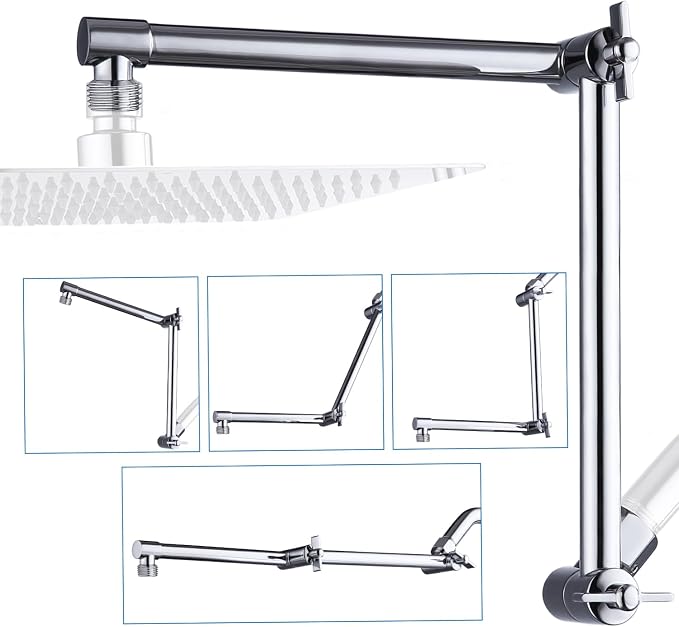 G-Promise 16 Inch Shower Head Extension Arm, Solid Brass Height & Angle by G-Promise