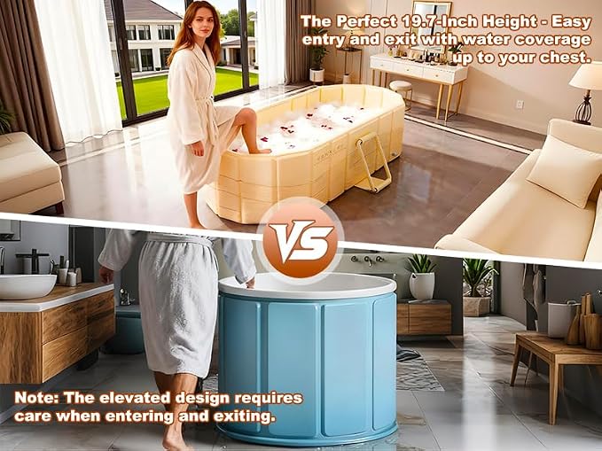 Portable Bathtub for Adult 59" Large Collapsible Cold Plunge Bathtub Foldable - Image 5