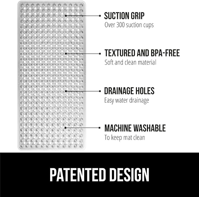 GORILLA GRIP Patented Bath Tub Shower Mat, Machine Washable Bathtub Floor Liner - Image 2