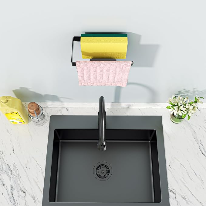 Sponge and Dish Cloth Holder for Kitchen Sink, 2 in 1 Adhesive Sink Dish Sponge - Image 2