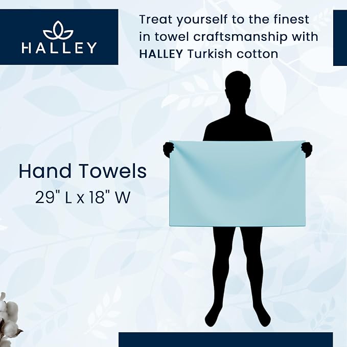 HALLEY Turkish Cotton Towels Hand Towels Super Soft Highly Absorbent 100% - Image 7