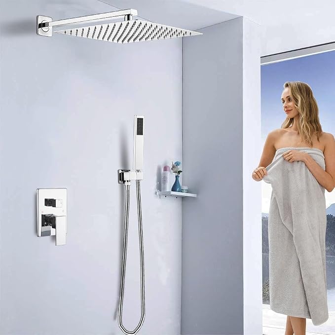 Shower Faucet Set 16 Inch Wall Mount Rain Shower System, All Metal Shower - Image 2