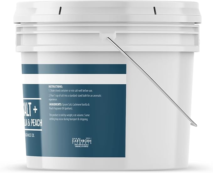 Earthborn Elements Cashmere Vanilla & Peach Epsom Salt 8 lb, One Gallon Bucket - Image 3