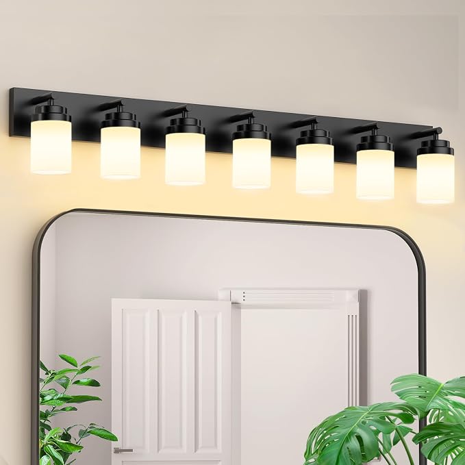 IZORRO Bathroom Vanity Light Fixture, 7-Light 51 Inch Matte Black Bathroom by IZORRO